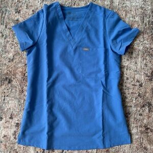 Figs Women's Catarina Scrub Top in Seal Blue XS